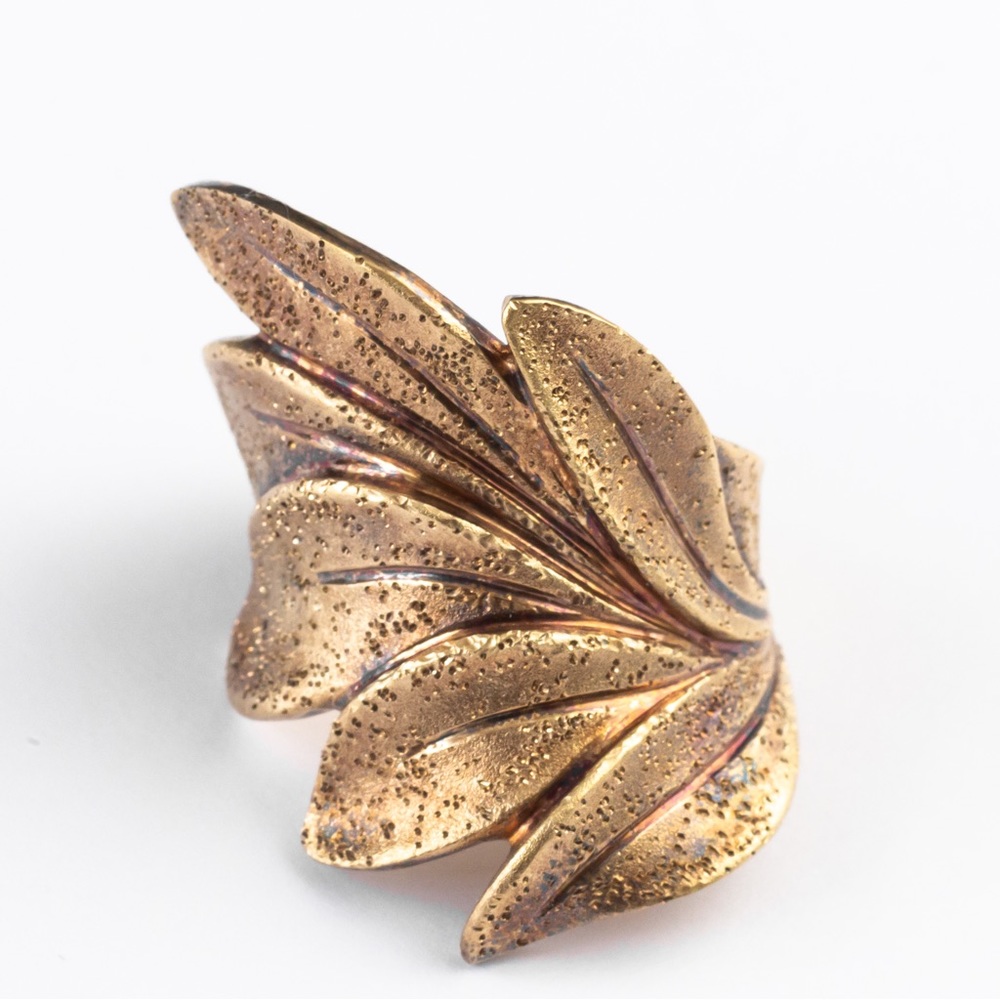 Arte d’Argento 18K yellow gold over sterling silver textured leaf wrap ring 10